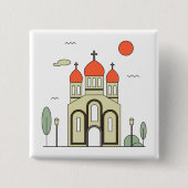 Minimalistische Russisch-Orthodoxe Kerk Vierkante Button 5,1 Cm (Voorkant)