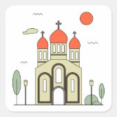 Minimalistische Russisch-Orthodoxe Kerk Vierkante Sticker (Voorkant)