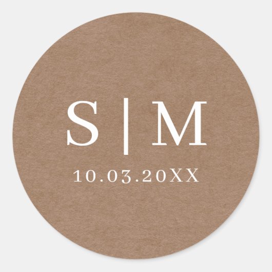 Minimalistische Rustic Initiaal Name Sticker (Voorkant)