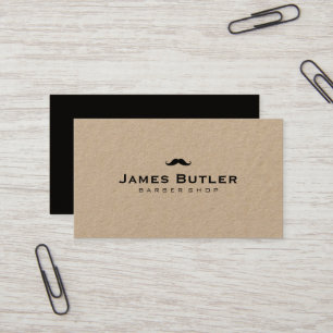 Minimalistische Rustic Kraft Barber Shop Mustache Visitekaartje