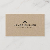 Minimalistische Rustic Kraft Barber Shop Mustache Visitekaartje (Voorkant)