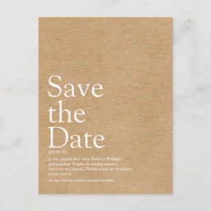 Minimalistische Rustic Save the Date Definitie Briefkaart