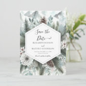 Minimalistische rustieke berg bruiloft save the date (Staand voorkant)