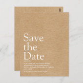 Minimalistische Rustieke Bewaar de Datum Definitie Briefkaart (Voorkant / Achterkant)
