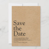 Minimalistische Rustieke Bewaar de Datum Definitie Save The Date (Voorkant)