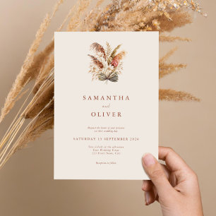 Minimalistische rustieke Boho bloemenbruiloft Kaart