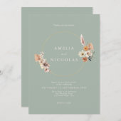 Minimalistische rustieke Boho bloemenbruiloft Kaart (Voorkant / Achterkant)