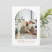 Minimalistische rustieke boog foto Kerstmis Feestdagenkaart (Staand voorkant)