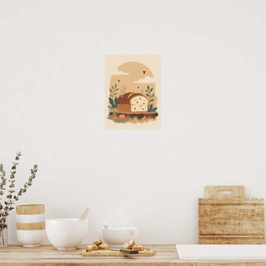 Minimalistische rustieke brood Boho Wall Art Poster (Keuken)