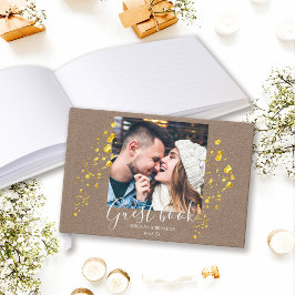 Minimalistische Rustieke Elegante Gouden Folie Fot Gastenboek
