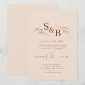 Minimalistische rustieke elegante herfst bruiloft  kaart (Voorkant / Achterkant)