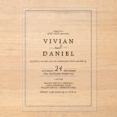 Minimalistische rustieke elegante moderne eenvoudi acryl uitnodigingen (Voorkant)