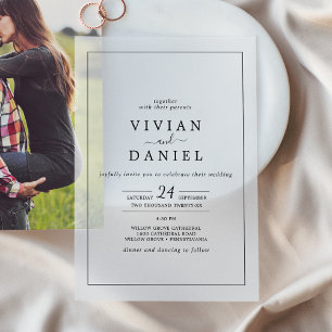 Minimalistische rustieke elegante moderne eenvoudi vellum uitnodigingen