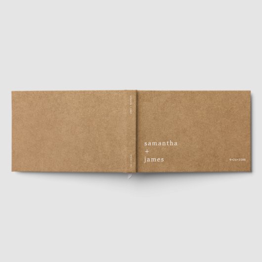Minimalistische rustieke faux kraft niet-foto brui gastenboek (Volledig)