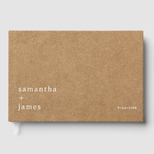 Minimalistische rustieke faux kraft niet-foto brui gastenboek (Voorkant)