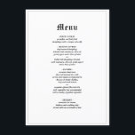 Minimalistische rustieke gotische elegante bruilof menu<br><div class="desc">Voel je vrij om aan te passen en te personaliseren deze minimalistische rustieke gotische elegante oude engelse bruiloft diner menu. Bewerkingsopties zijn beschikbaar.</div>