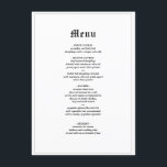Minimalistische rustieke gotische elegante bruilof menu<br><div class="desc">Voel je vrij om aan te passen en te personaliseren deze minimalistische rustieke gotische elegante oude engelse bruiloft diner menu. Bewerkingsopties zijn beschikbaar.</div>
