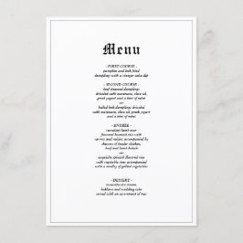 Minimalistische rustieke gotische elegante bruilof menu