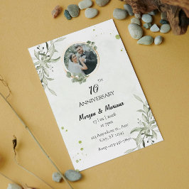 Minimalistische rustieke groen Jubileum foto Kaart