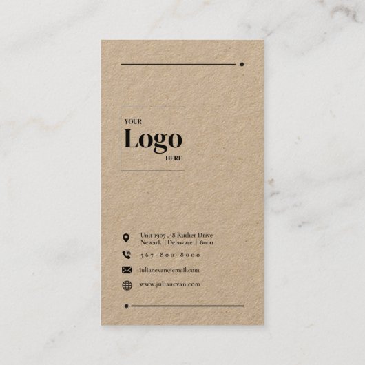 Minimalistische rustieke Kraft Brow Paper QR-code Visitekaartje (Achterkant)