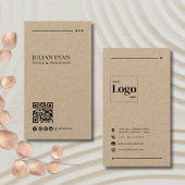 Minimalistische rustieke Kraft Brow Paper QR-code Visitekaartje
