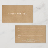 Minimalistische Rustieke Kraft Cadeaudoos  Klantenkaartje (Voorkant / Achterkant)