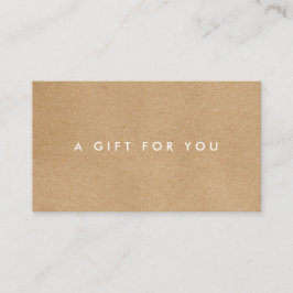 Minimalistische Rustieke Kraft Cadeaudoos  Klantenkaartje
