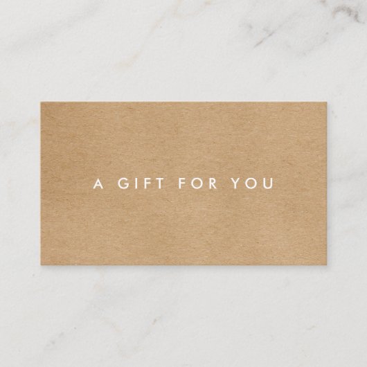 Minimalistische Rustieke Kraft Cadeaudoos  Klantenkaartje (Voorkant)