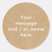 Minimalistische rustieke kraft gepersonaliseerd ronde sticker (Voorkant)