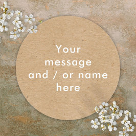 Minimalistische rustieke kraft gepersonaliseerd ronde sticker