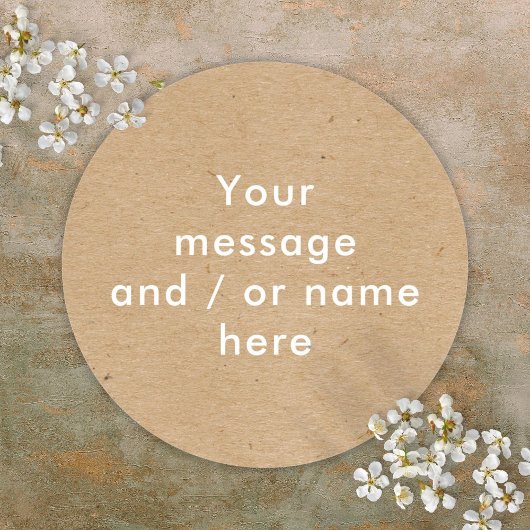 Minimalistische rustieke kraft gepersonaliseerd ronde sticker