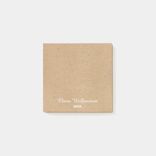 Minimalistische Rustieke Kraft Script Persoonlijk Post-it® Notes (Voorkant)