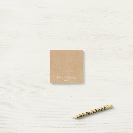 Minimalistische Rustieke Kraft Script Persoonlijk Post-it® Notes (Op bureau)