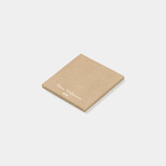 Minimalistische Rustieke Kraft Script Persoonlijk Post-it® Notes (Schuin)