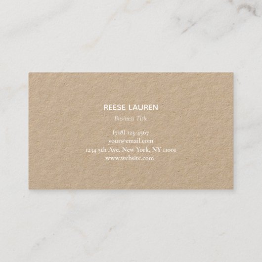 Minimalistische rustieke kraft witte rand Logo Visitekaartje (Achterkant)