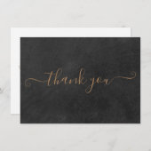 Minimalistische Rustieke Krijtbord Gouden Script Bedankkaart (Voorkant / Achterkant)