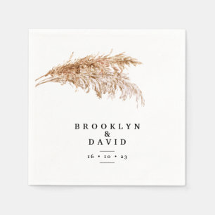 Minimalistische rustieke pampas gras bruiloft servet