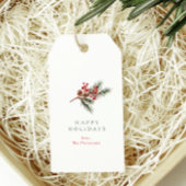 Minimalistische rustieke Pine Branch & Bessen Cadeaulabel