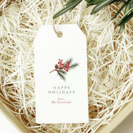 Minimalistische rustieke Pine Branch & Bessen Cadeaulabel