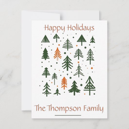 Minimalistische rustieke Pine Kerstmis Notitiekaartje (Voorkant)