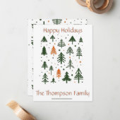 Minimalistische rustieke Pine Kerstmis Notitiekaartje (Voorkant / Achterkant in situ)