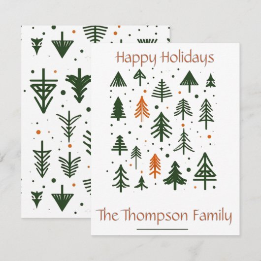 Minimalistische rustieke Pine Kerstmis Notitiekaartje (Voorkant / Achterkant)