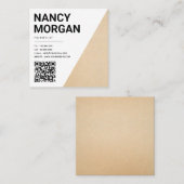 Minimalistische rustieke QR-code Kraft Vierkante Visitekaartje (Voorkant / Achterkant)