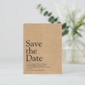 Minimalistische Rustieke Save the Date-definitie Briefkaart (Staand voorkant)