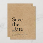 Minimalistische Rustieke Save the Date-definitie Briefkaart (Voorkant / Achterkant)