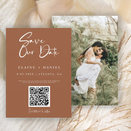 Minimalistische Rustieke Script QR Code Foto Save The Date
