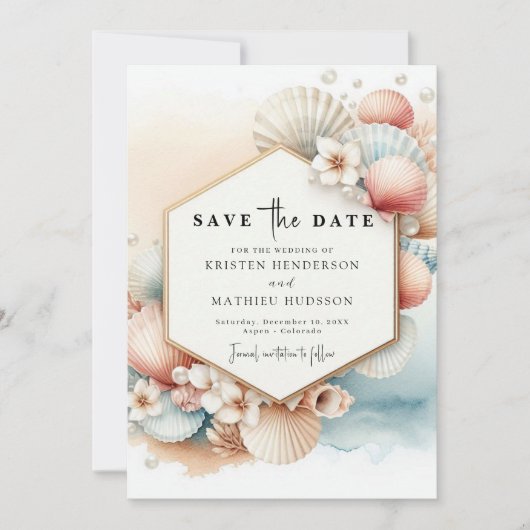 Minimalistische rustieke strand bruiloft save the date (Voorkant)