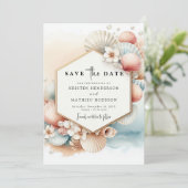 Minimalistische rustieke strand bruiloft save the date (Staand voorkant)