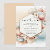 Minimalistische rustieke strand bruiloft save the date (Voorkant / Achterkant)