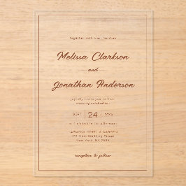 Minimalistische rustieke Terracotta Script Border  Acryl Uitnodigingen